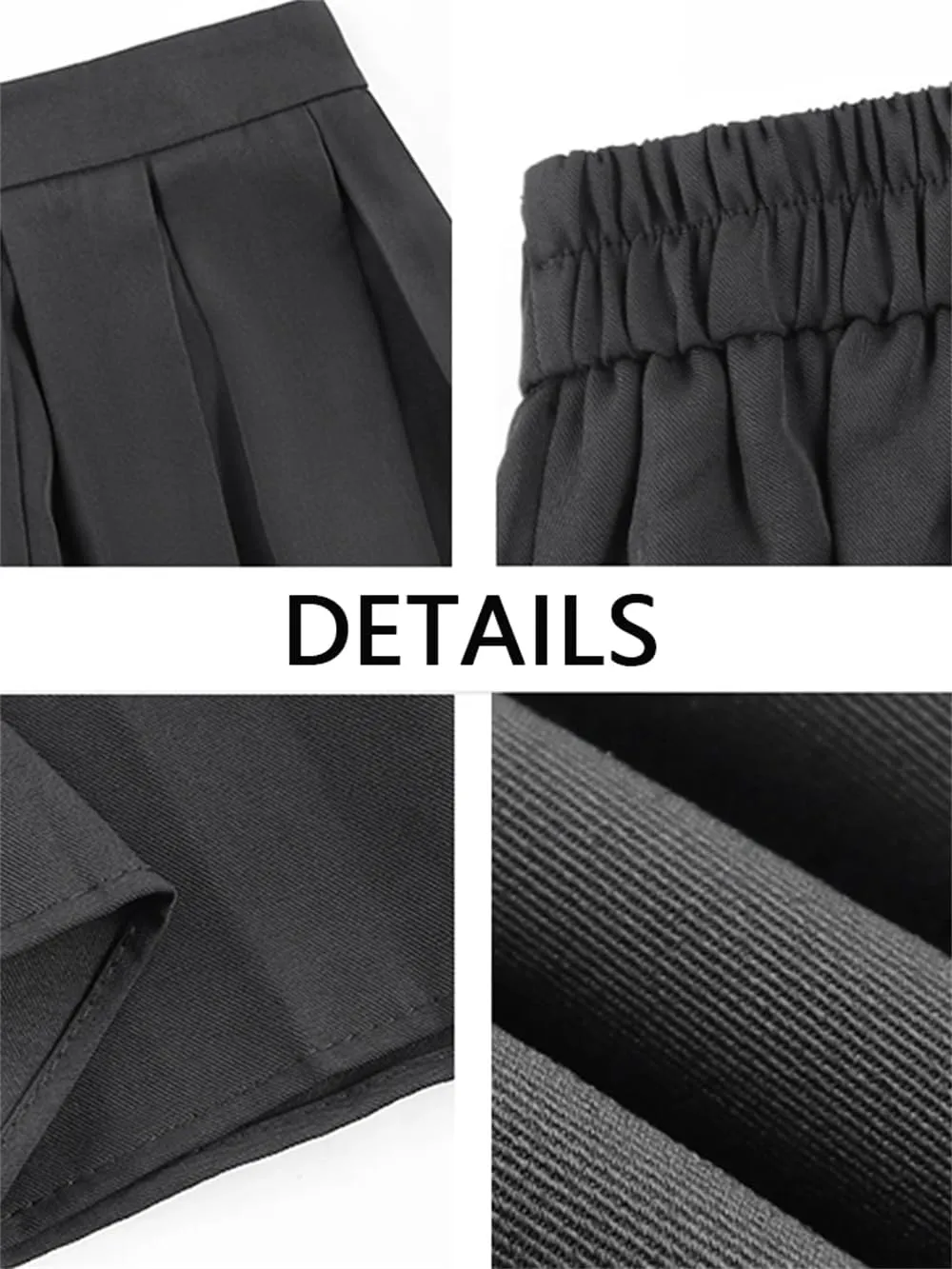 2024 Women's Pleated Midi Skirt Autumn Solid Color High Waist Retro Skirt