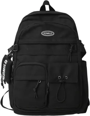 2025 Preppy Backpack with Coin Purse Y2k Japanese Harajuku Backpack Aesthetic Cool College Daypack Fit 15.6" Laptop (Black,One Size)