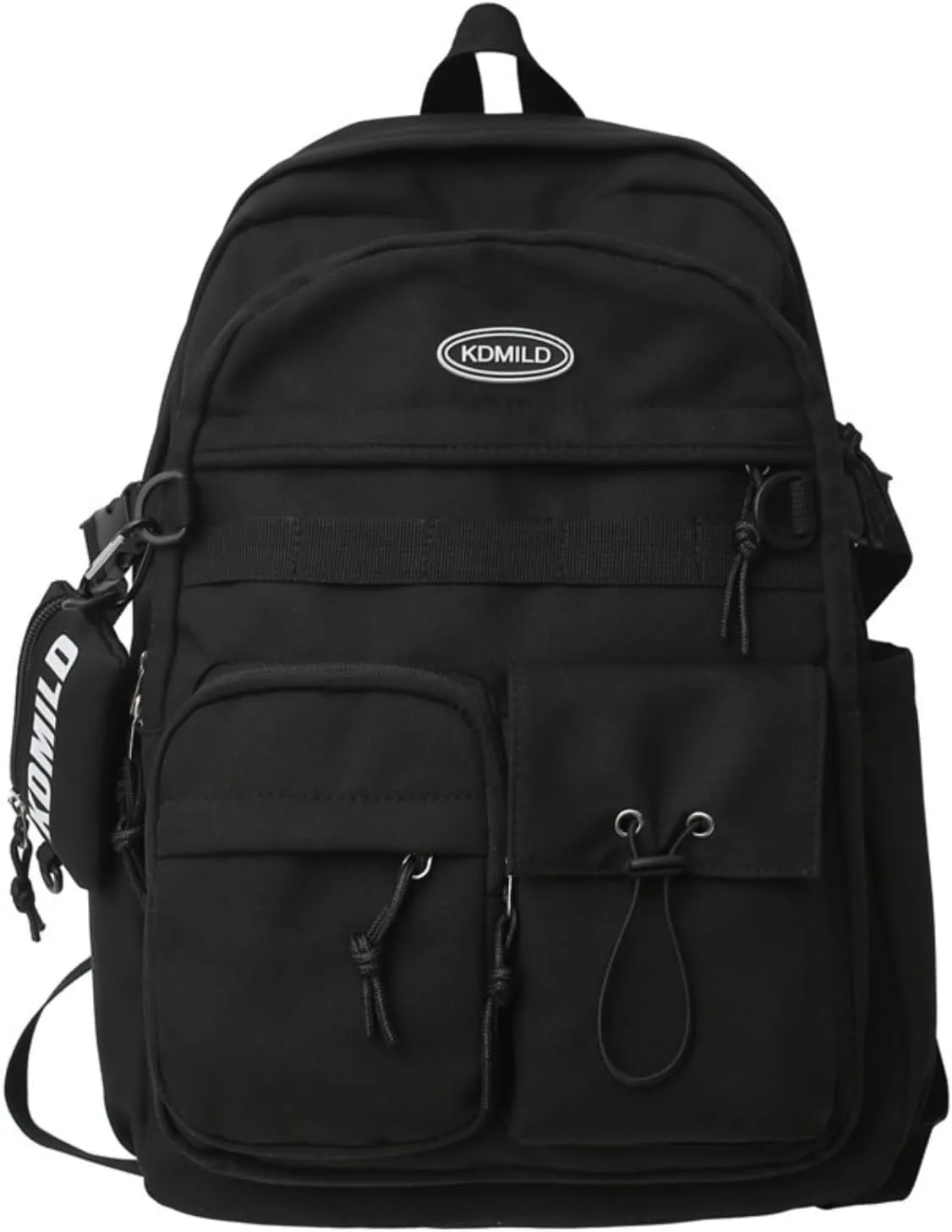 2025 Preppy Backpack with Coin Purse Y2k Japanese Harajuku Backpack Aesthetic Cool College Daypack Fit 15.6" Laptop (Black,One Size)