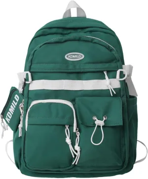 2025 Preppy Backpack with Coin Purse Y2k Japanese Harajuku Backpack Aesthetic Cool College Daypack Fit 15.6" Laptop (Green,One Size)