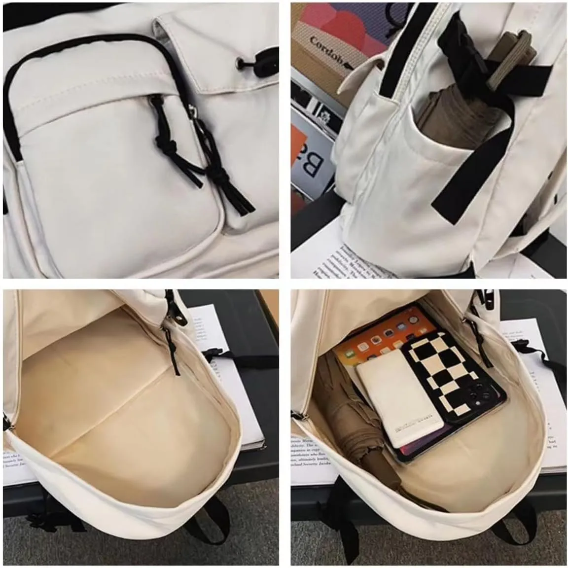 2025 Preppy Backpack with Coin Purse Y2k Japanese Harajuku Backpack Aesthetic Cool College Daypack Fit 15.6" Laptop (Grey,One Size)