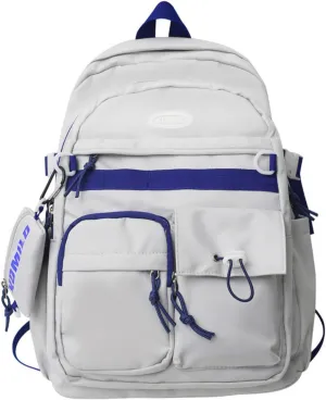 2025 Preppy Backpack with Coin Purse Y2k Japanese Harajuku Backpack Aesthetic Cool College Daypack Fit 15.6" Laptop (Grey,One Size)