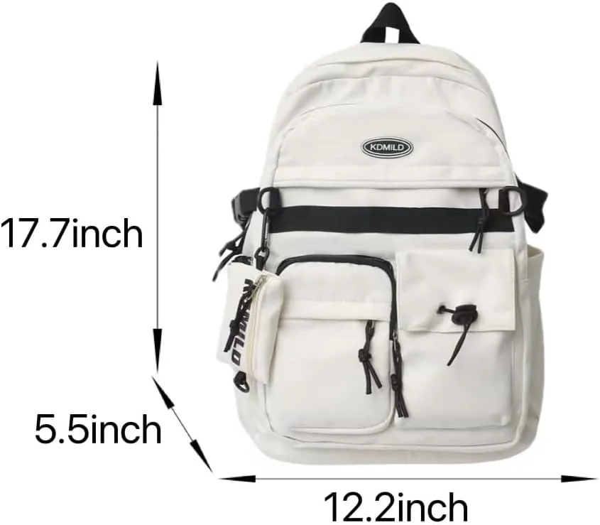 2025 Preppy Backpack with Coin Purse Y2k Japanese Harajuku Backpack Aesthetic Cool College Daypack Fit 15.6" Laptop (Grey,One Size)