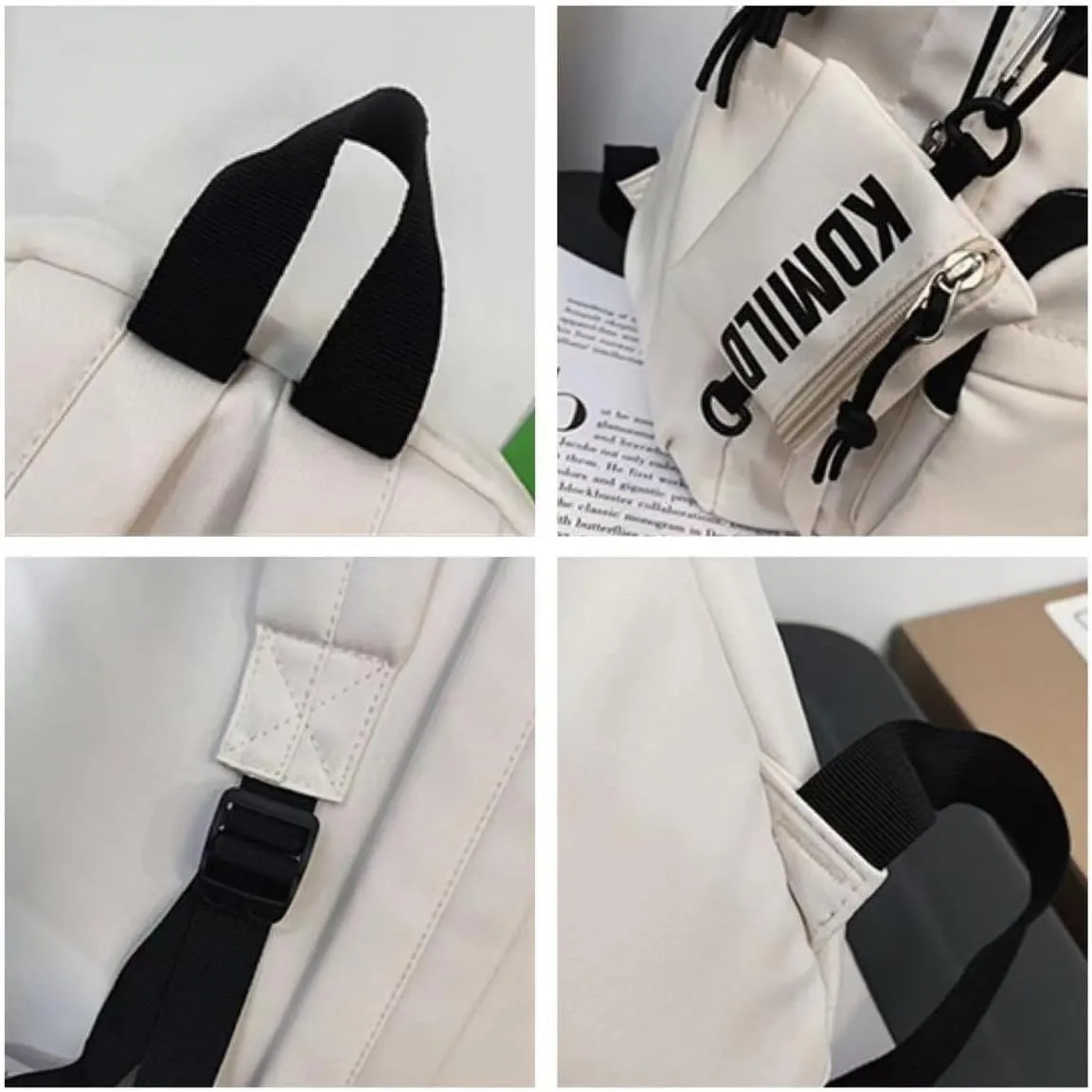 2025 Preppy Backpack with Coin Purse Y2k Japanese Harajuku Backpack Aesthetic Cool College Daypack Fit 15.6" Laptop (White,One Size)
