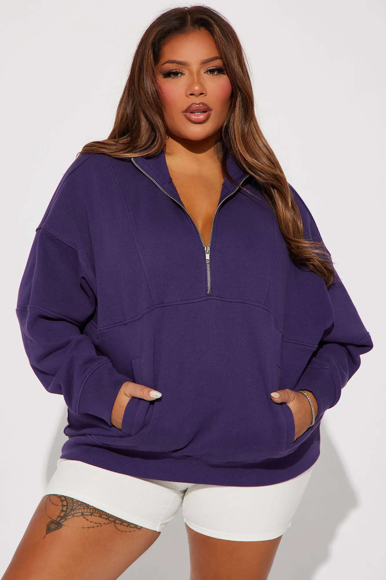 Amelia Half Zip Pull Over - Purple