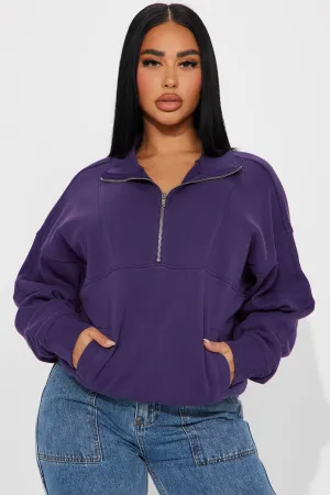 Amelia Half Zip Pull Over - Purple
