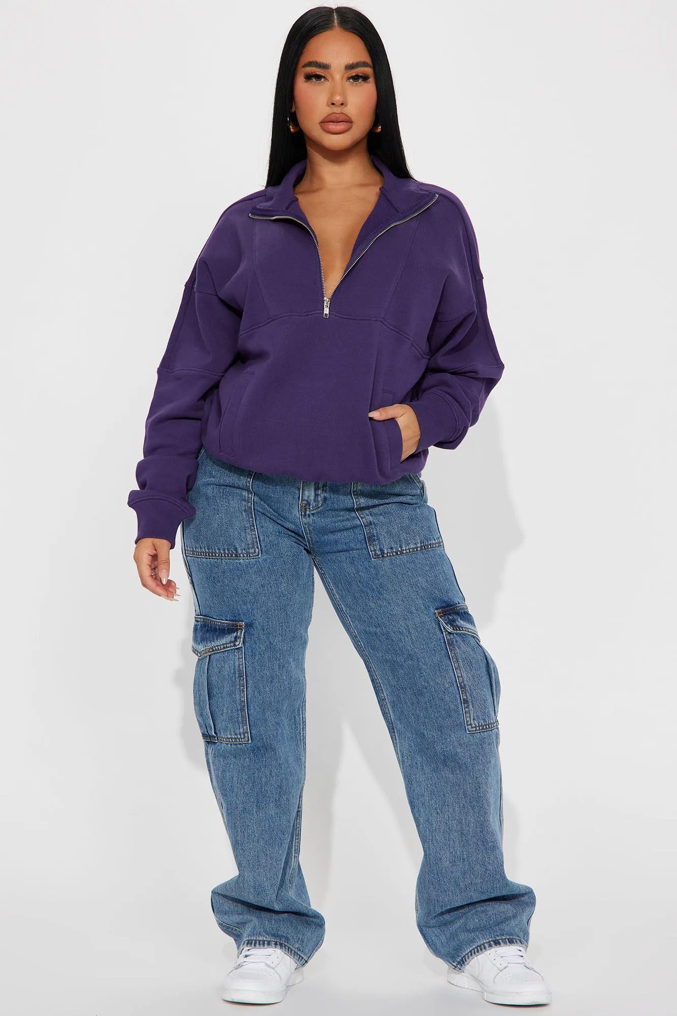 Amelia Half Zip Pull Over - Purple