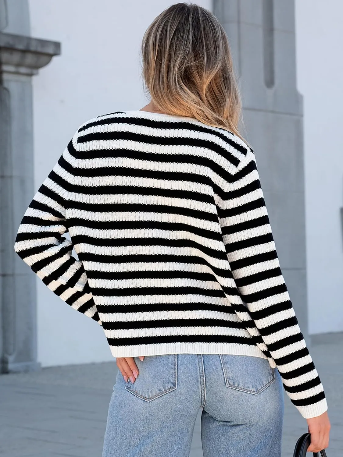 ANRABESS Women Cardigan Sweater Dressy Casual Classic Long Sleeve Crew Neck Button Down Tweed Knit Jacket 2025 Spring Outfits