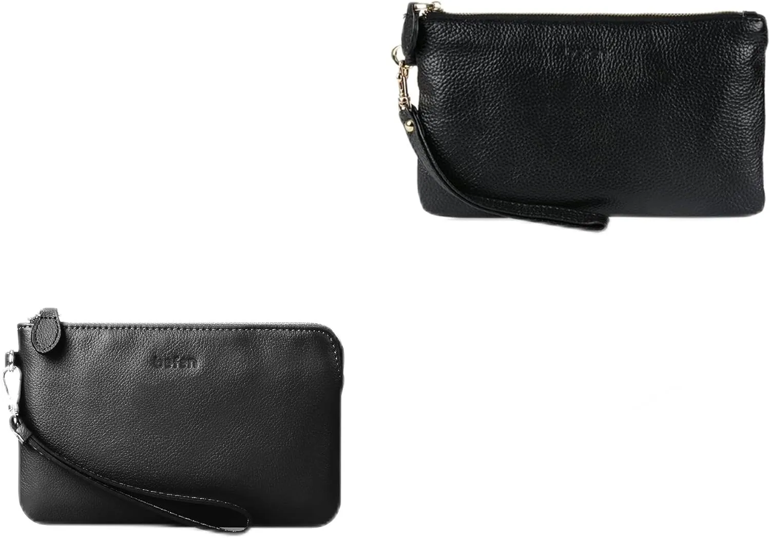 befen Black Leather Wristlet Wallet Clutch Purse   Leather Corner Zip Wristlet Purse for Women