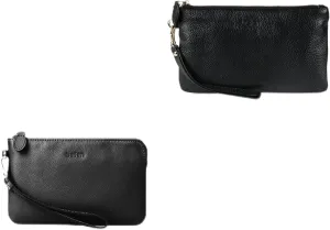 befen Black Leather Wristlet Wallet Clutch Purse   Leather Corner Zip Wristlet Purse for Women
