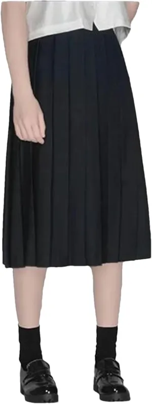 Bollrllr 2024 Women's Pleated Casual Skirt Spring Fashion Stretch Midi Skirt Black XXL#90CM