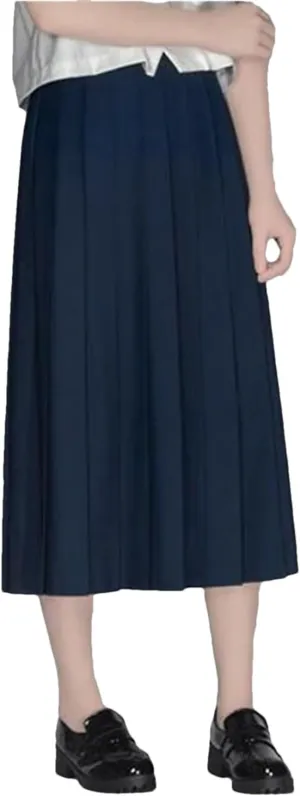 Bollrllr 2024 Women's Pleated Casual Skirt Spring Fashion Stretch Midi Skirt Navy S#80CM