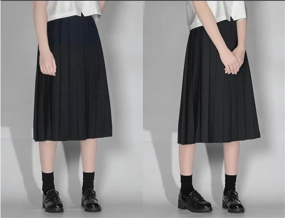Bollrllr 2024 Women's Pleated Casual Skirt Spring Fashion Stretch Midi Skirt