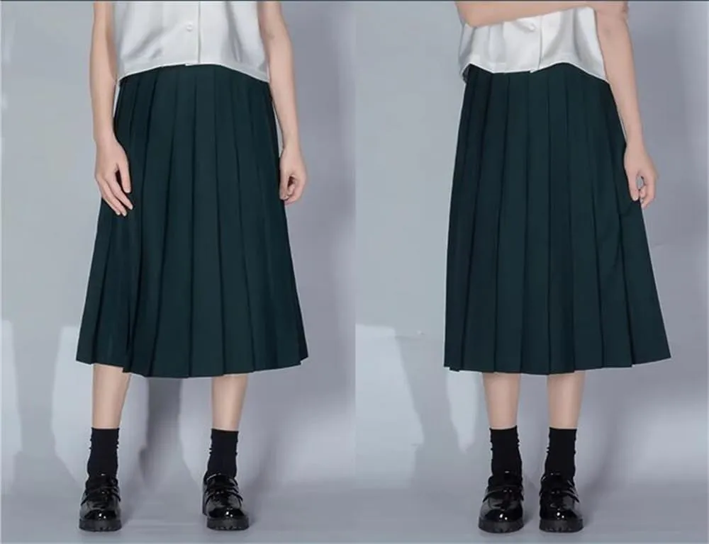 Bollrllr 2024 Women's Pleated Casual Skirt Spring Fashion Stretch Midi Skirt