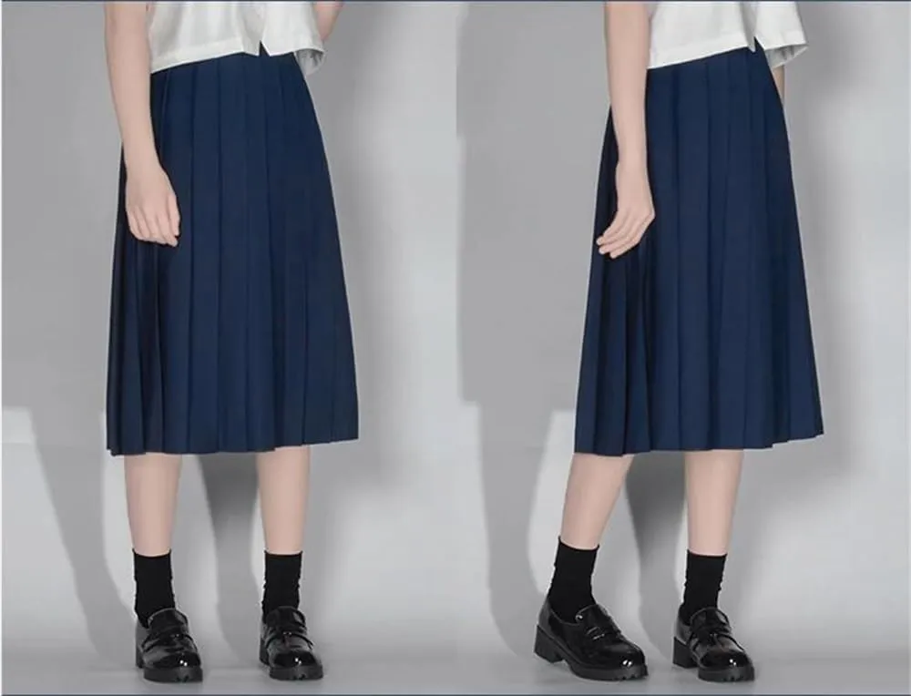 Bollrllr 2024 Women's Pleated Casual Skirt Spring Fashion Stretch Midi Skirt