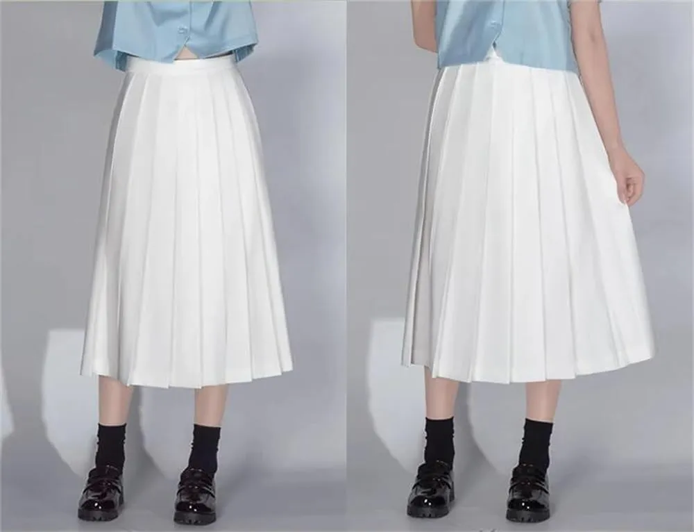 Bollrllr 2024 Women's Pleated Casual Skirt Spring Fashion Stretch Midi Skirt