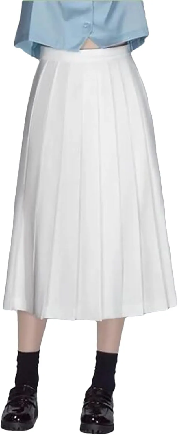 Bollrllr 2024 Women's Pleated Casual Skirt Spring Fashion Stretch Midi Skirt