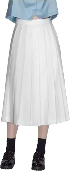 Bollrllr 2024 Women's Pleated Casual Skirt Spring Fashion Stretch Midi Skirt
