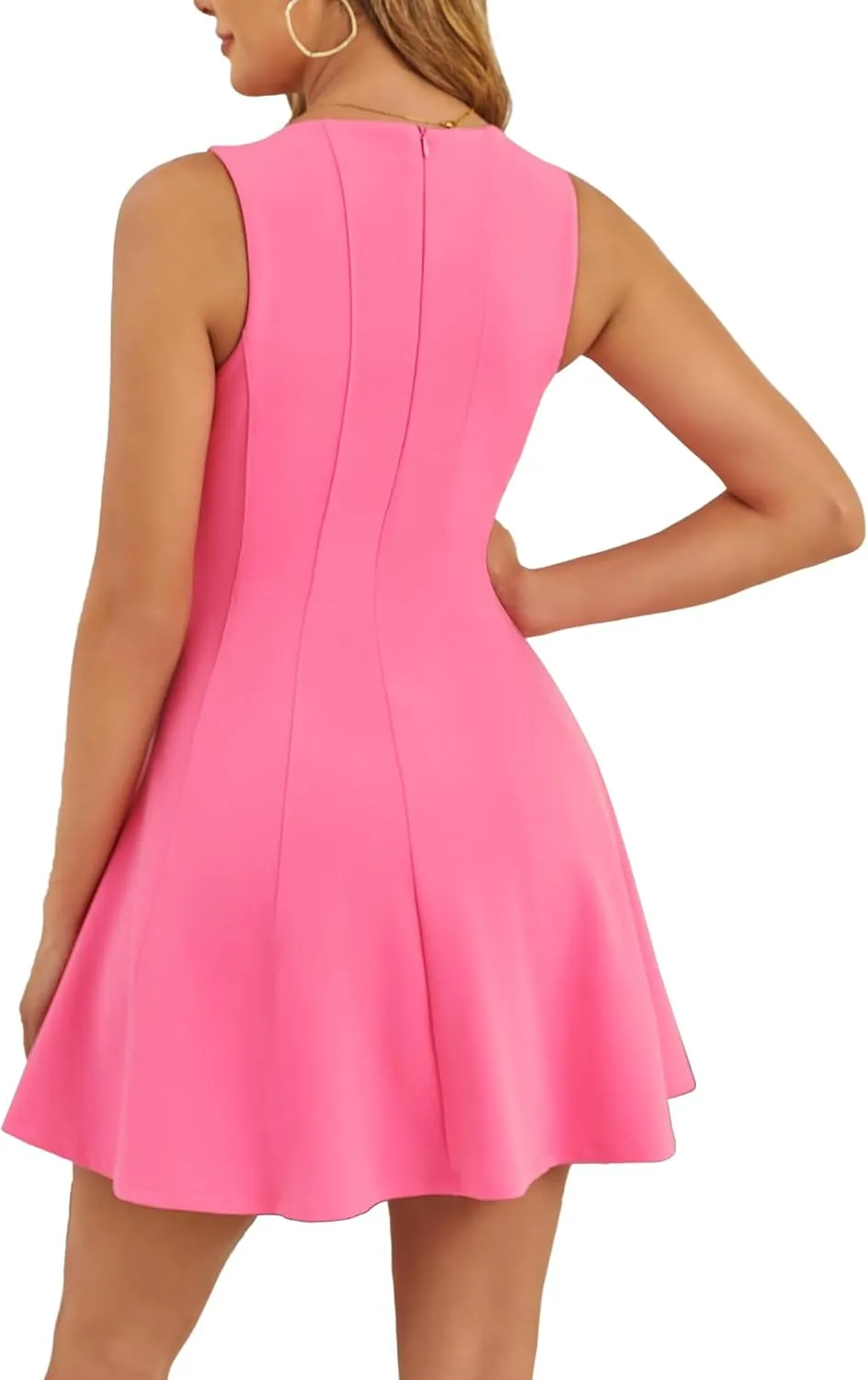 BORIFLORS Women's Boat Neck A-Line Flowy Ruffle Hem Mini Dress Casual Sleeveless Party Short Dresses
