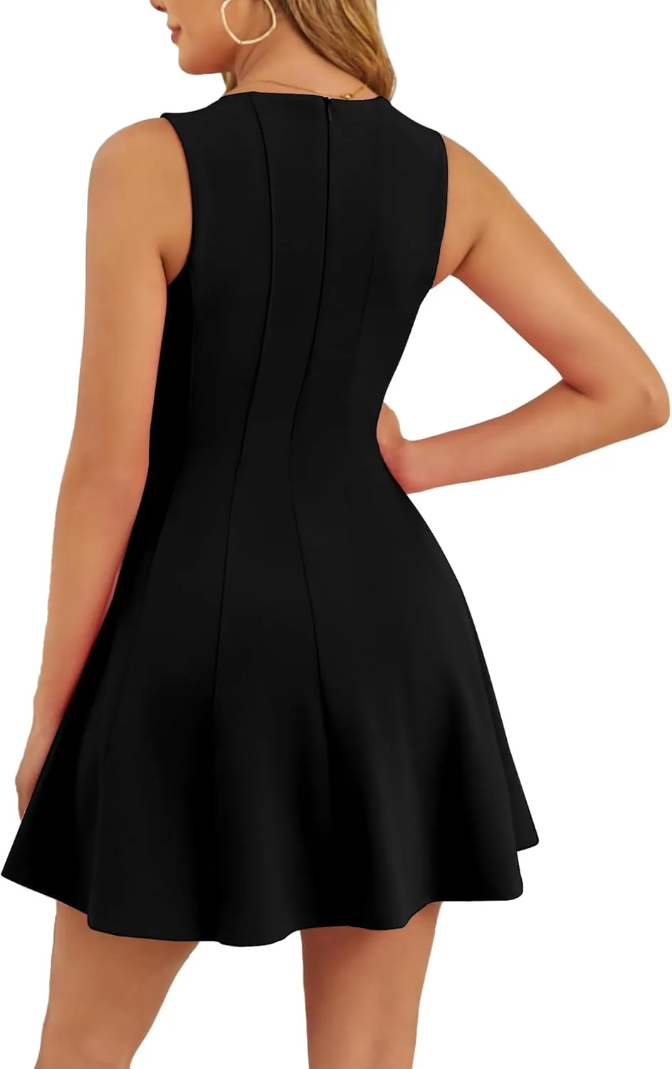 BORIFLORS Women's Boat Neck A-Line Flowy Ruffle Hem Mini Dress Casual Sleeveless Party Short Dresses