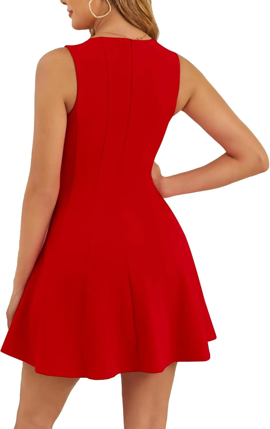 BORIFLORS Women's Boat Neck A-Line Flowy Ruffle Hem Mini Dress Casual Sleeveless Party Short Dresses