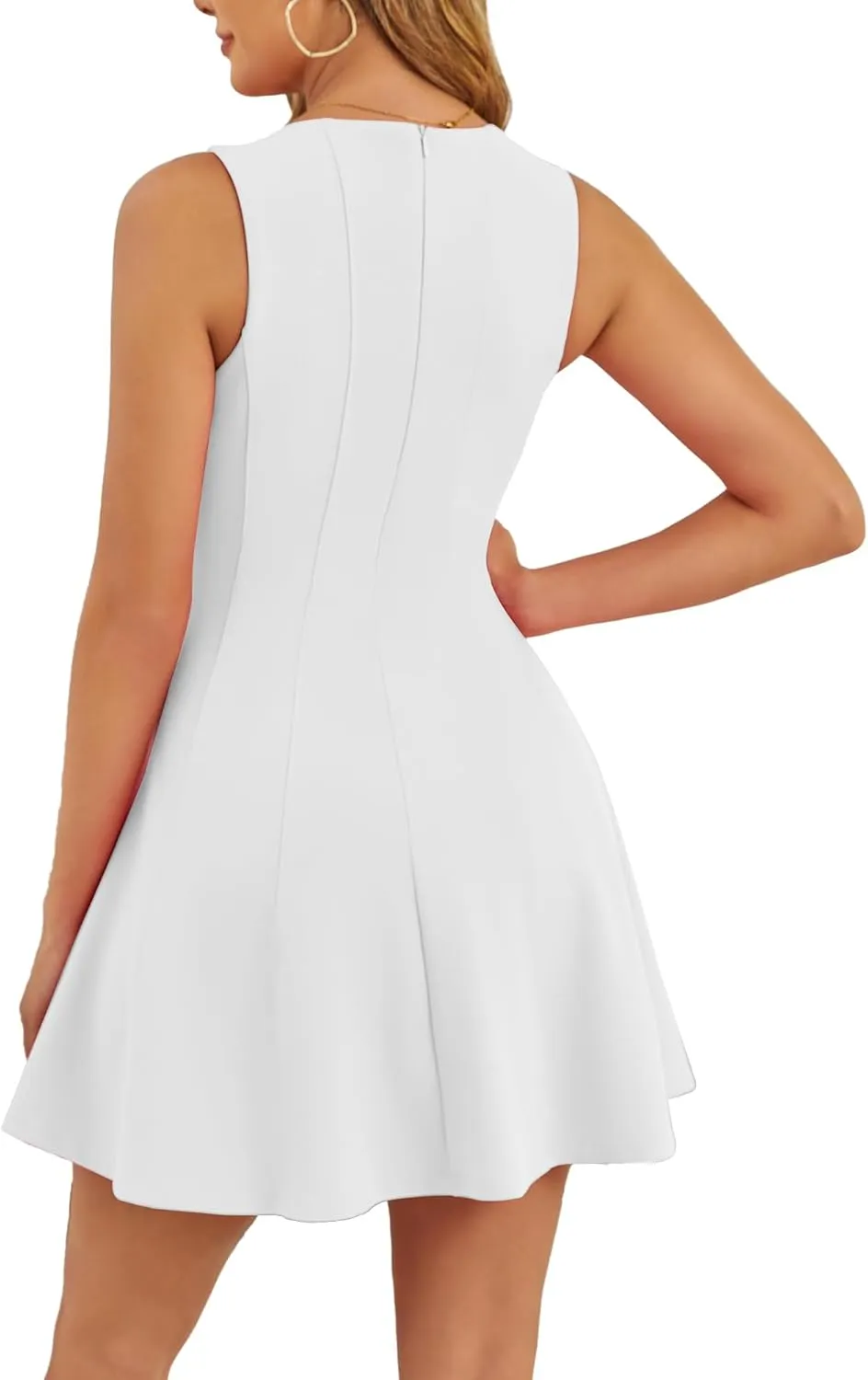 BORIFLORS Women's Boat Neck A-Line Flowy Ruffle Hem Mini Dress Casual Sleeveless Party Short Dresses