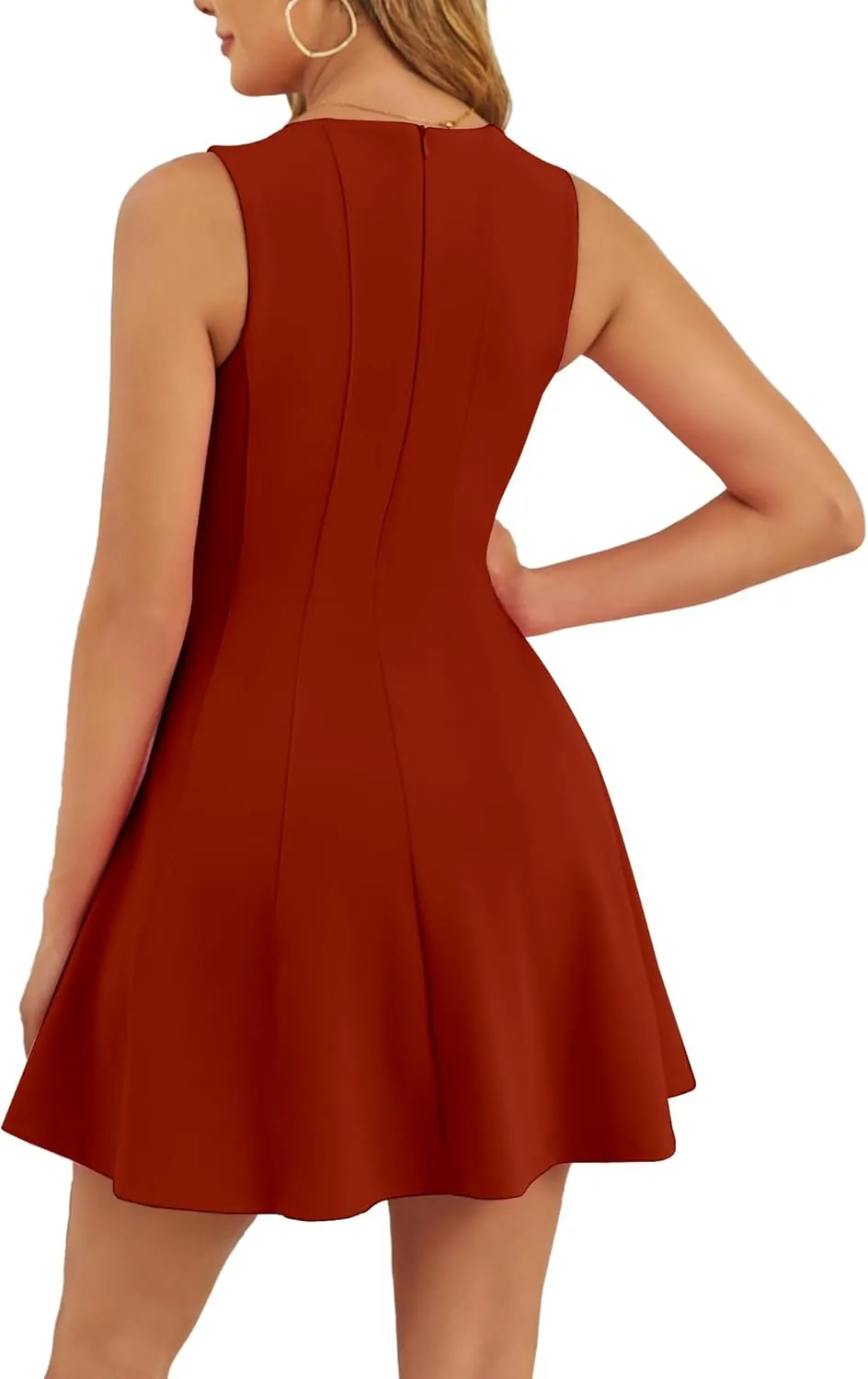 BORIFLORS Women's Boat Neck A-Line Flowy Ruffle Hem Mini Dress Casual Sleeveless Party Short Dresses