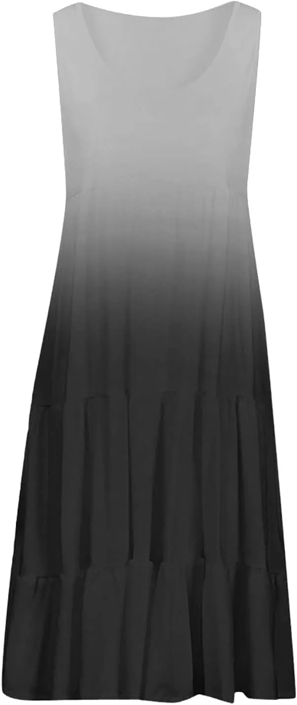 BOXIACEY Cute Sundresses for Women Summer 2024 Flowy Pleated Tank Dress Boho Cover Up Beach Dresses Trendy Mini Sun Dress