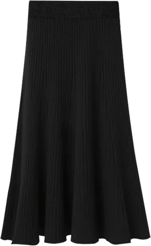 CHARTOU Women Knit Midi Skirt Ribbed Knitted Skirt High Waisted Trendy Sweater Skirt Bodycon Pencil Skirt