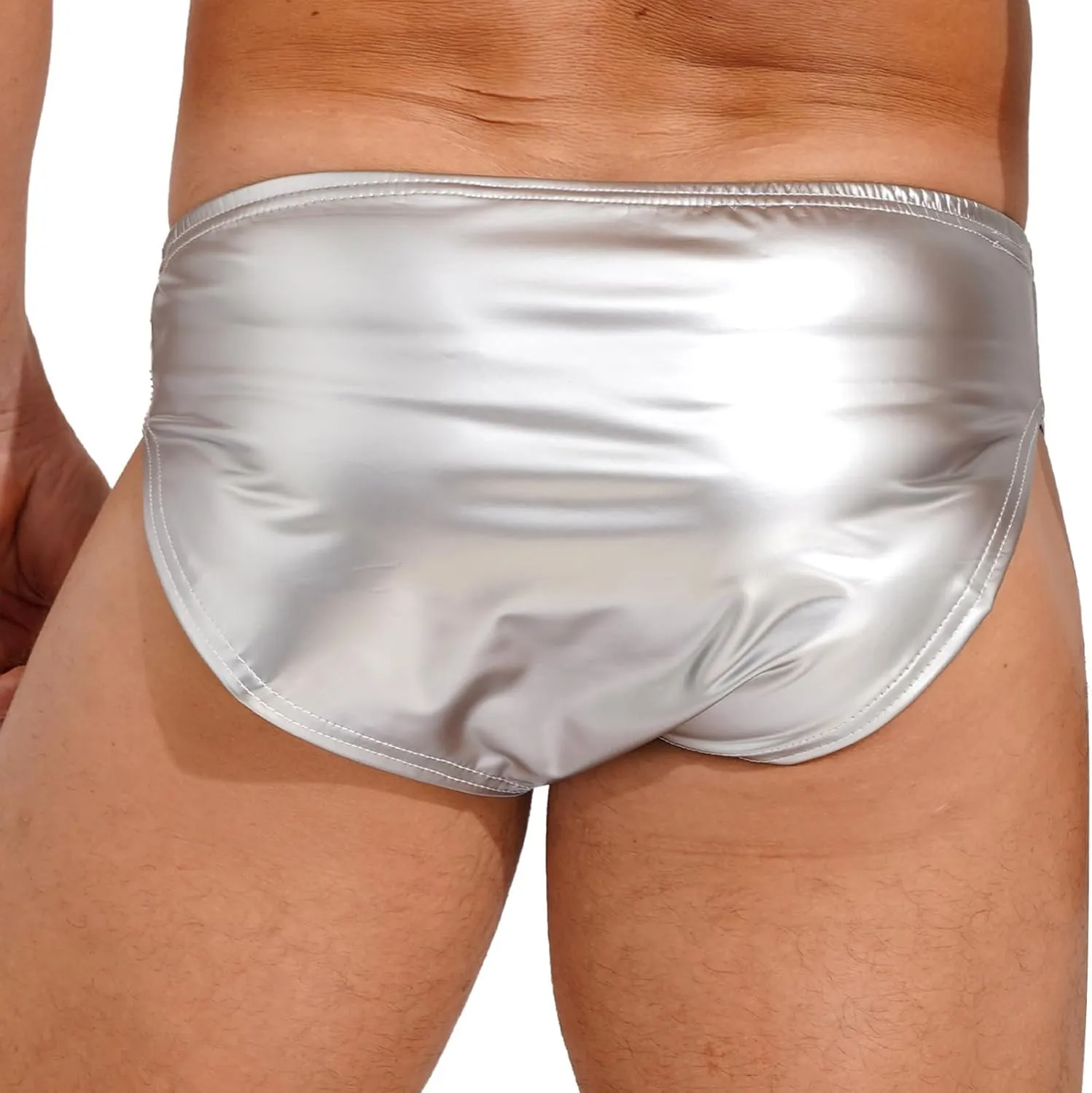 CHICTRY Mens Faux Leather Full Cover Underwear Bulge Pouch Wet Look Night Club Party Briefs