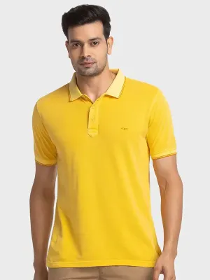 Colorplus Men Yellow Tailored Fit Solid Cotton T-Shirt