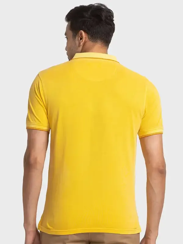 Colorplus Men Yellow Tailored Fit Solid Cotton T-Shirt