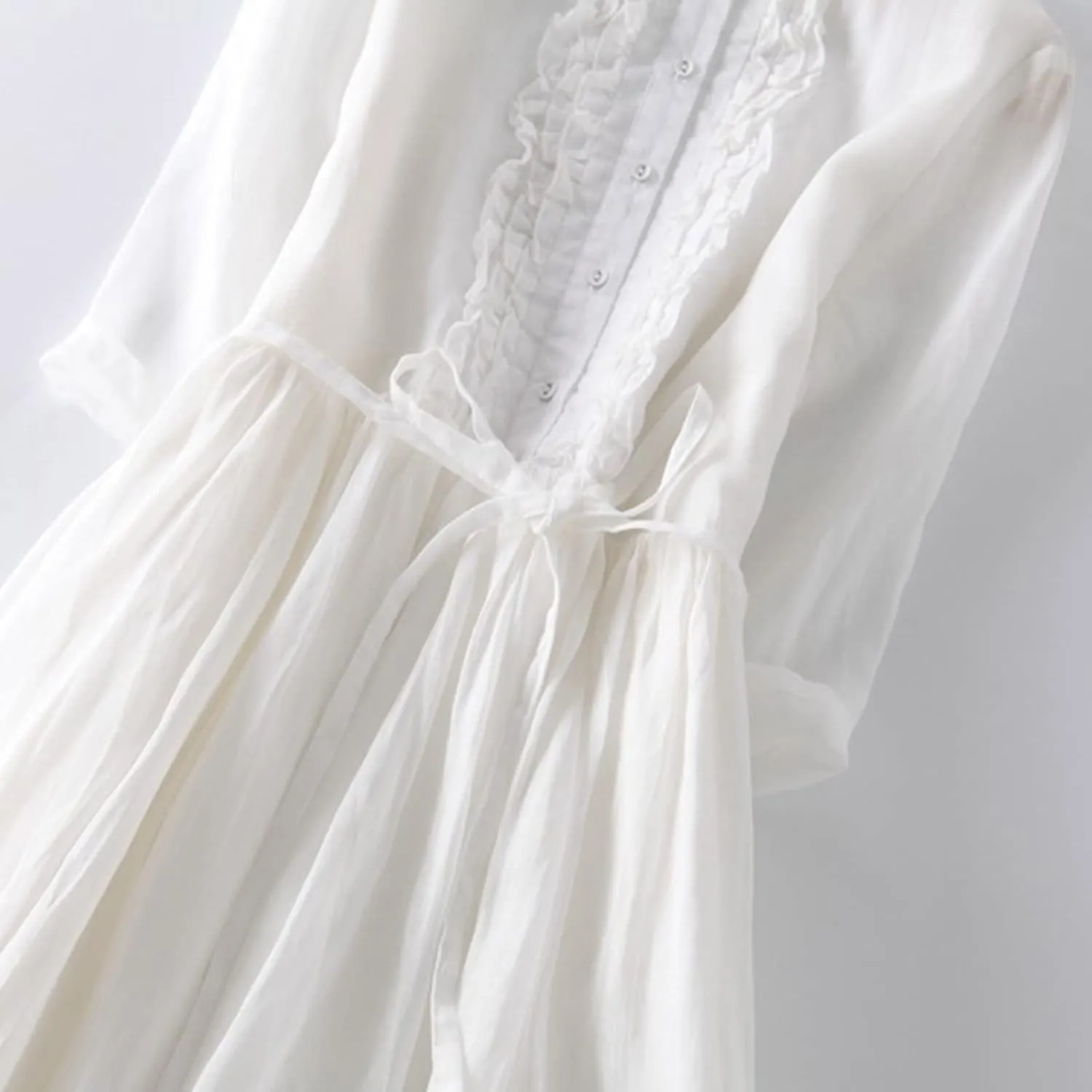 Cotton Linen Dresses for Women 2025 Maxi Button Down A Line Dress Trendy 3/4 Sleeve Swing Flowy Dress Summer Dress