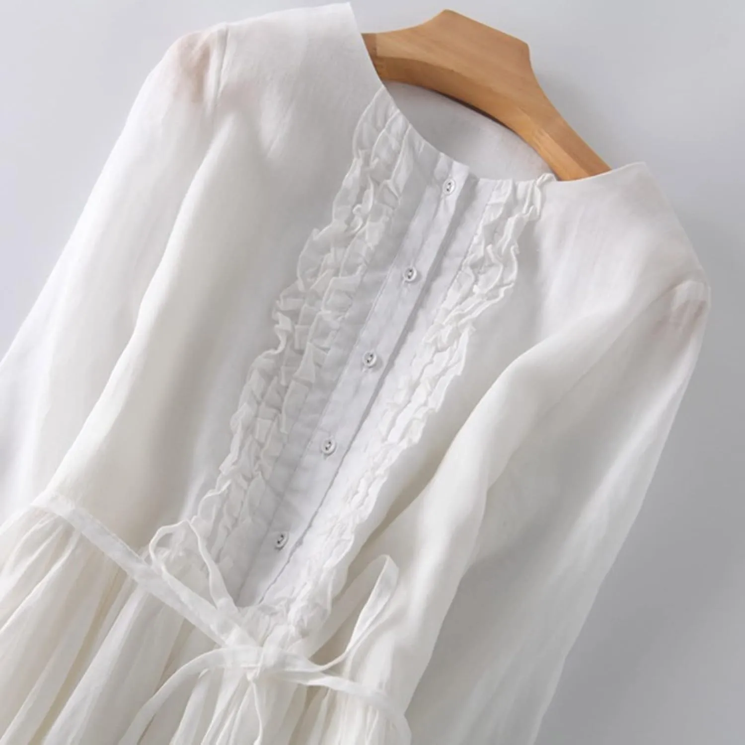 Cotton Linen Dresses for Women 2025 Maxi Button Down A Line Dress Trendy 3/4 Sleeve Swing Flowy Dress Summer Dress