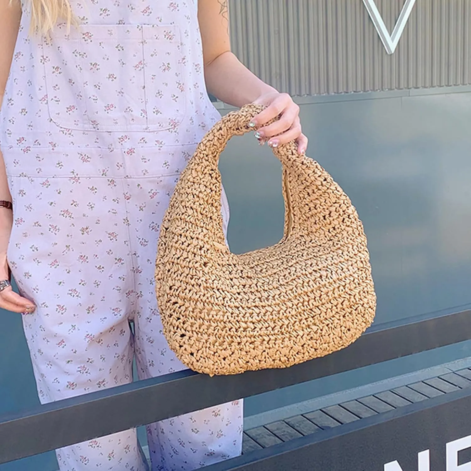Crescent Straw Shoulder Handbag for Women Summer Beach Tote Raffia Woven Purse Hobo Underarm Bag 2025