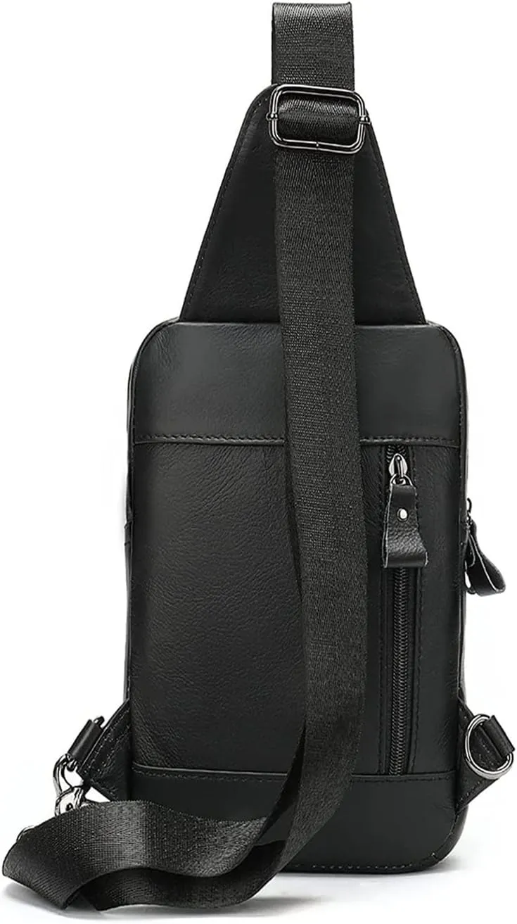 Crossbody Bag Vintage Leather Sling Bag Hiking Cycling Daypack Chest Shoulder Backpack Anti Theft