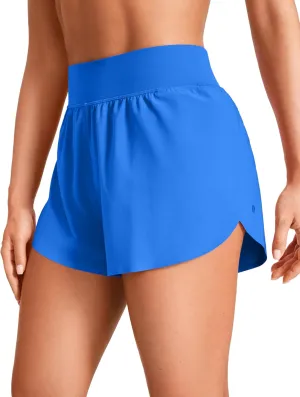 CRZ YOGA High Waisted Dolphin Athletic Running Shorts for Women 3" High Split Comfy Mesh Liner for Gym Workout Track