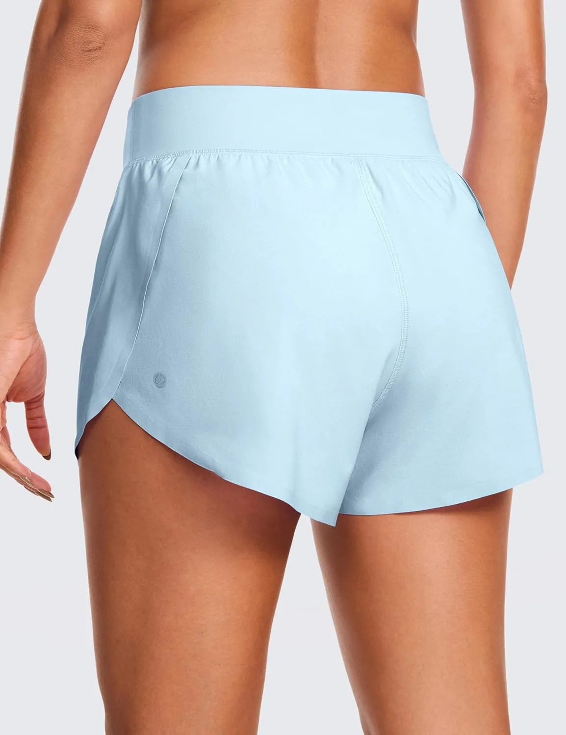 CRZ YOGA High Waisted Dolphin Athletic Running Shorts for Women 3" High Split Comfy Mesh Liner for Gym Workout Track
