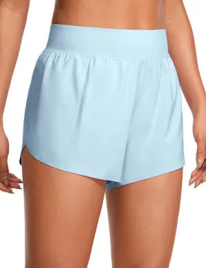 CRZ YOGA High Waisted Dolphin Athletic Running Shorts for Women 3" High Split Comfy Mesh Liner for Gym Workout Track