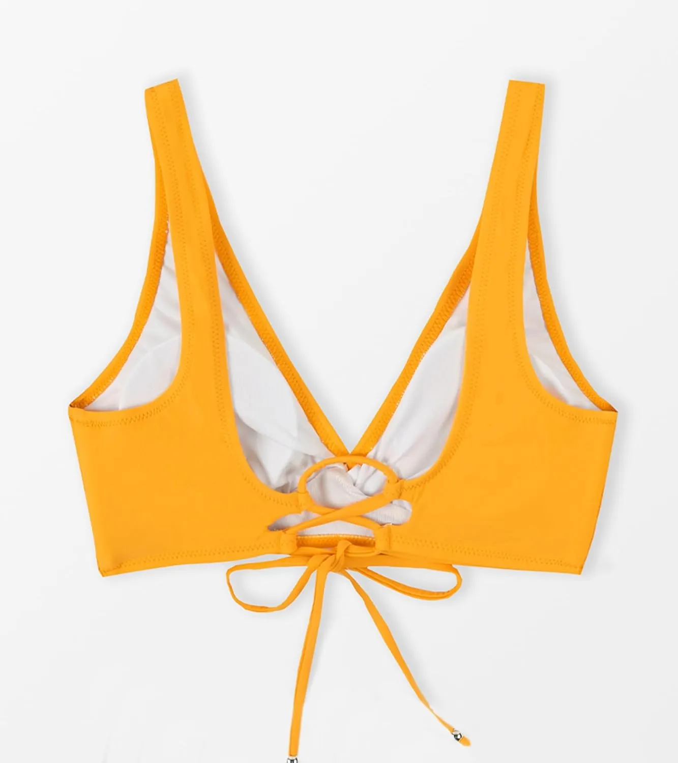CUPSHE Women Swimsuit Bikini Top Wrap Self Tie Bathing Suit with Fixed Wide Straps