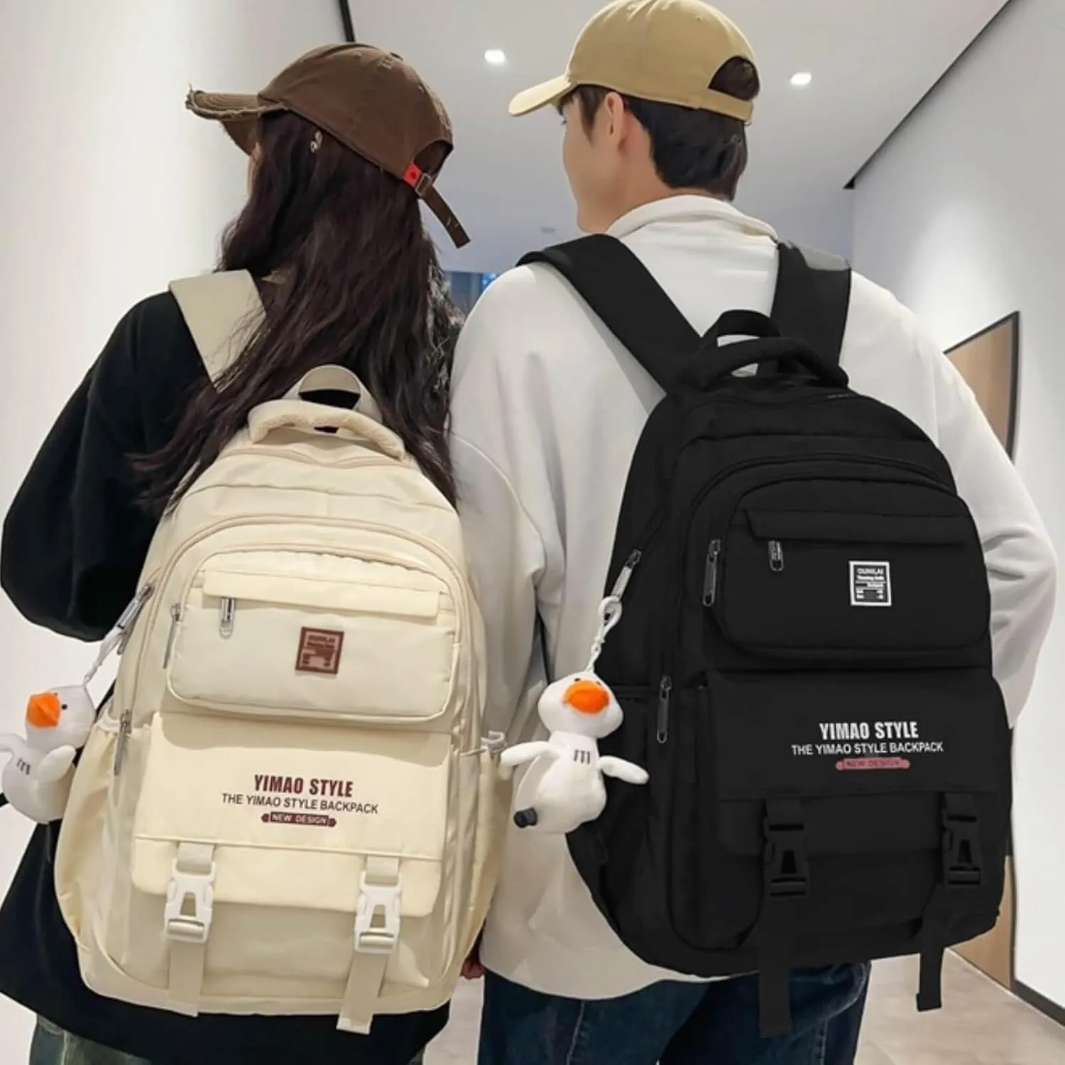 Cute Aesthetic Backpack Y2K Supplies Laptop Bag Travel Bookbag Large Capacity Japanese Style (White)