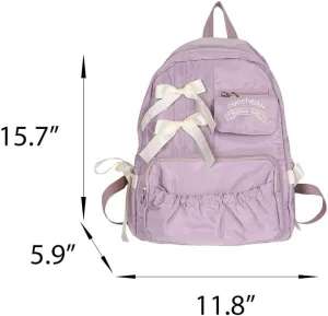 Cute Bowknot Backpack for Women 2025 Trendy Aesthetic Backpack Large Laptop Bag Kawaii Backpack College Daypack (Purple)