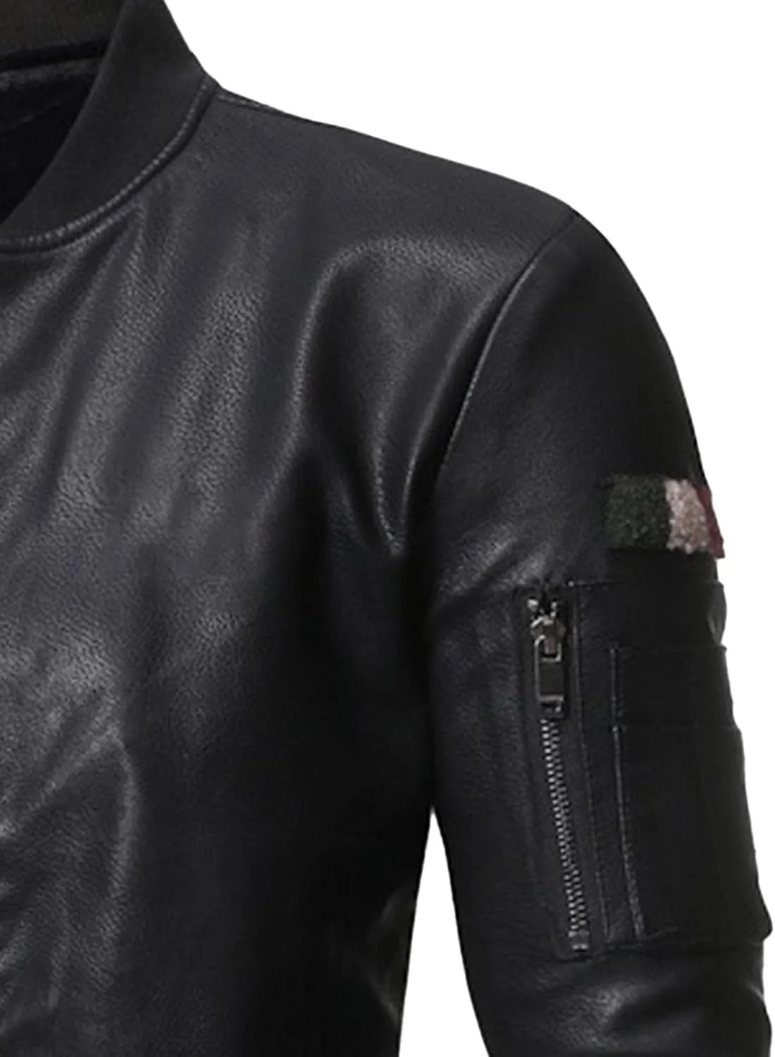 DGHM-JLMY Men's Motorcycle Leather Jacket With Double Zippers Classic Biker PU Jacket Vintage Stand Collar Rider Jacket Coat