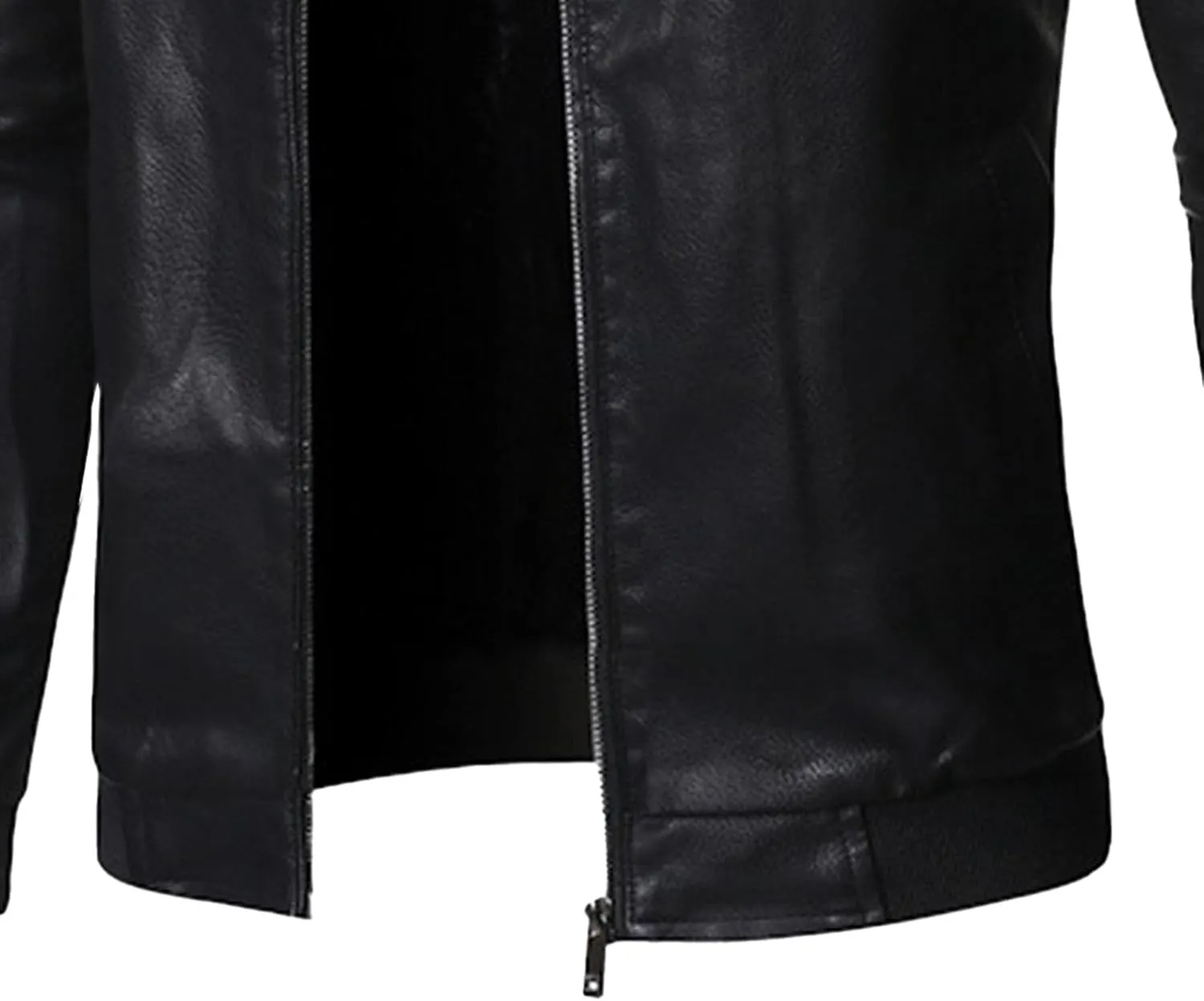 DGHM-JLMY Men's Motorcycle Leather Jacket With Double Zippers Classic Biker PU Jacket Vintage Stand Collar Rider Jacket Coat