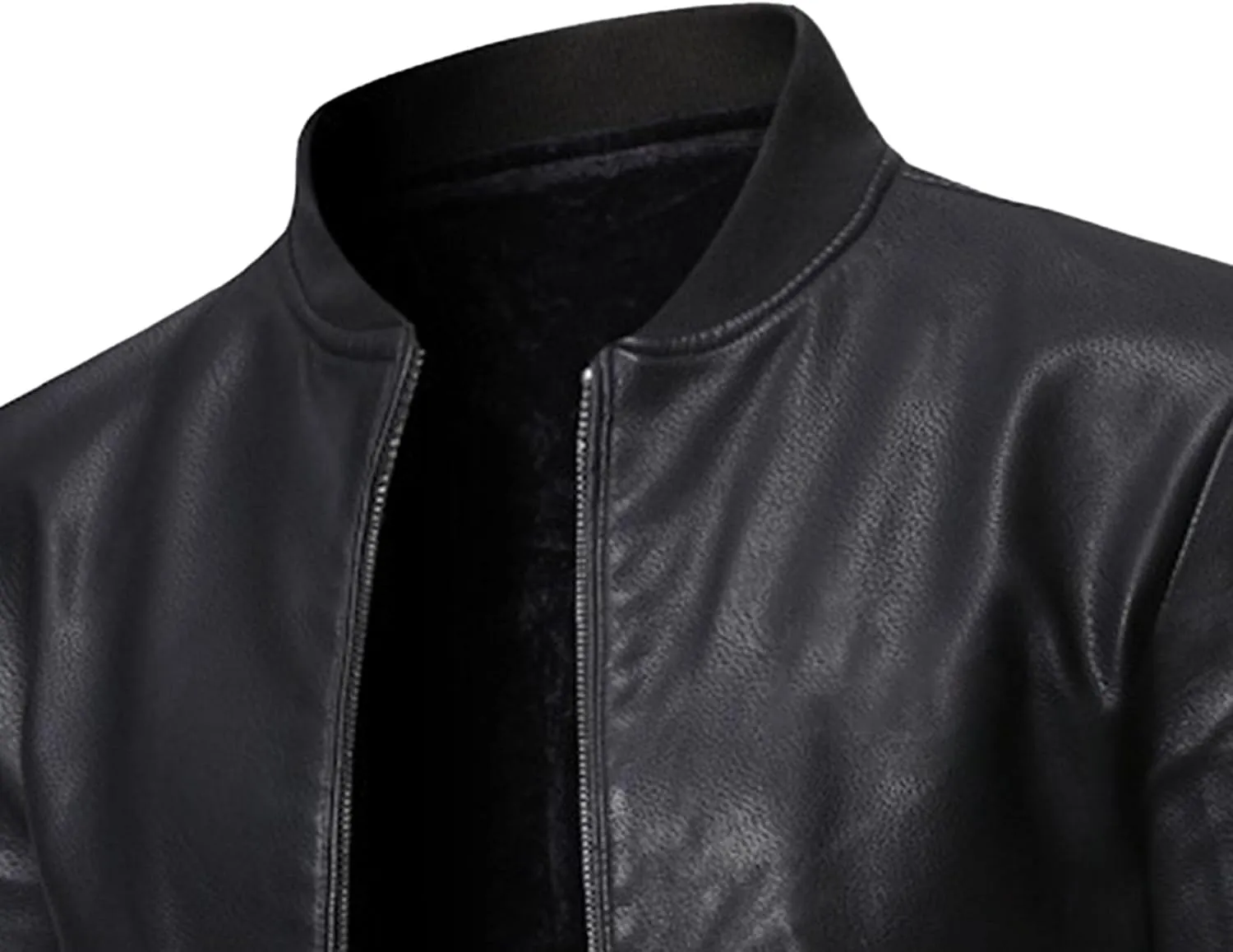 DGHM-JLMY Men's Motorcycle Leather Jacket With Double Zippers Classic Biker PU Jacket Vintage Stand Collar Rider Jacket Coat