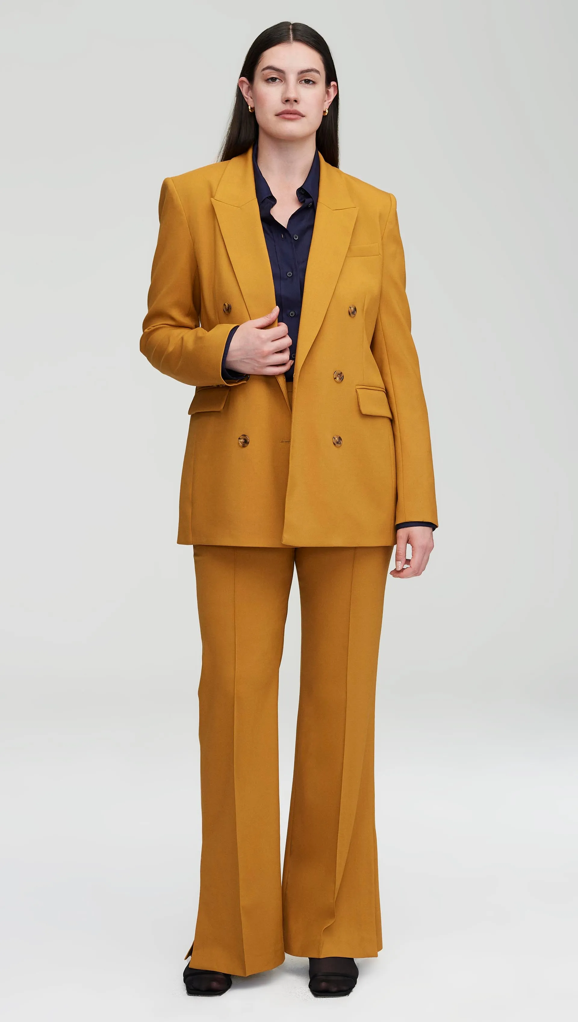 Double-Breasted Blazer in Seasonless Wool | Mustard