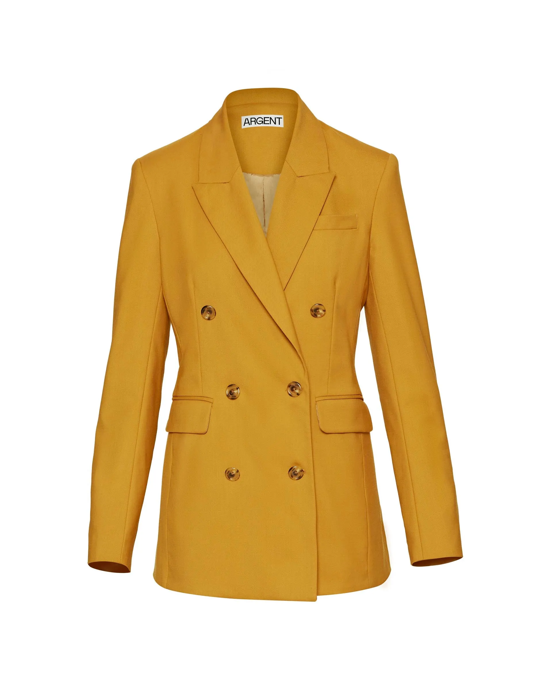 Double-Breasted Blazer in Seasonless Wool | Mustard