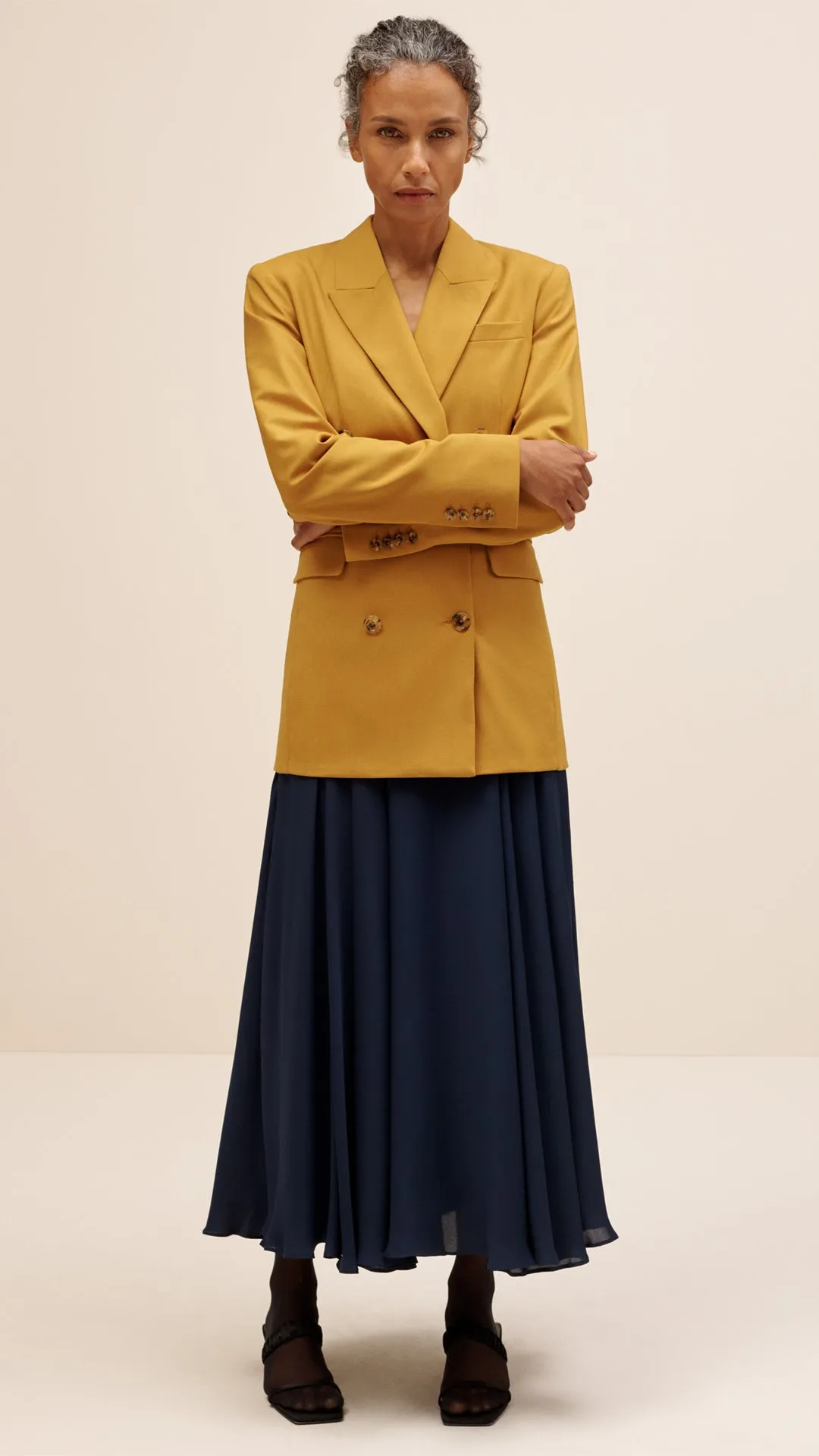 Double-Breasted Blazer in Seasonless Wool | Mustard