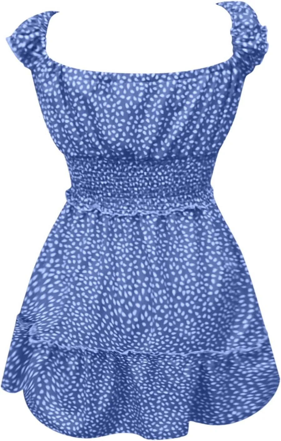 Dresses for Women trendy Pleated Sleeve Women's Sexy Summer Short Neckline Print Dress Mini Dress Ladies Sundress Beach