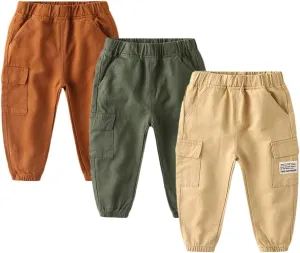 Feidoog Toddler Baby Boys 2/3 Pack Sweatpants Solid Cotton Elastic Waist Trousers Active Jogger Pants